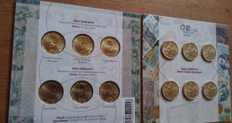 Sada 6 ks oběžných mincí 20 Kč - 2018/2019 standard